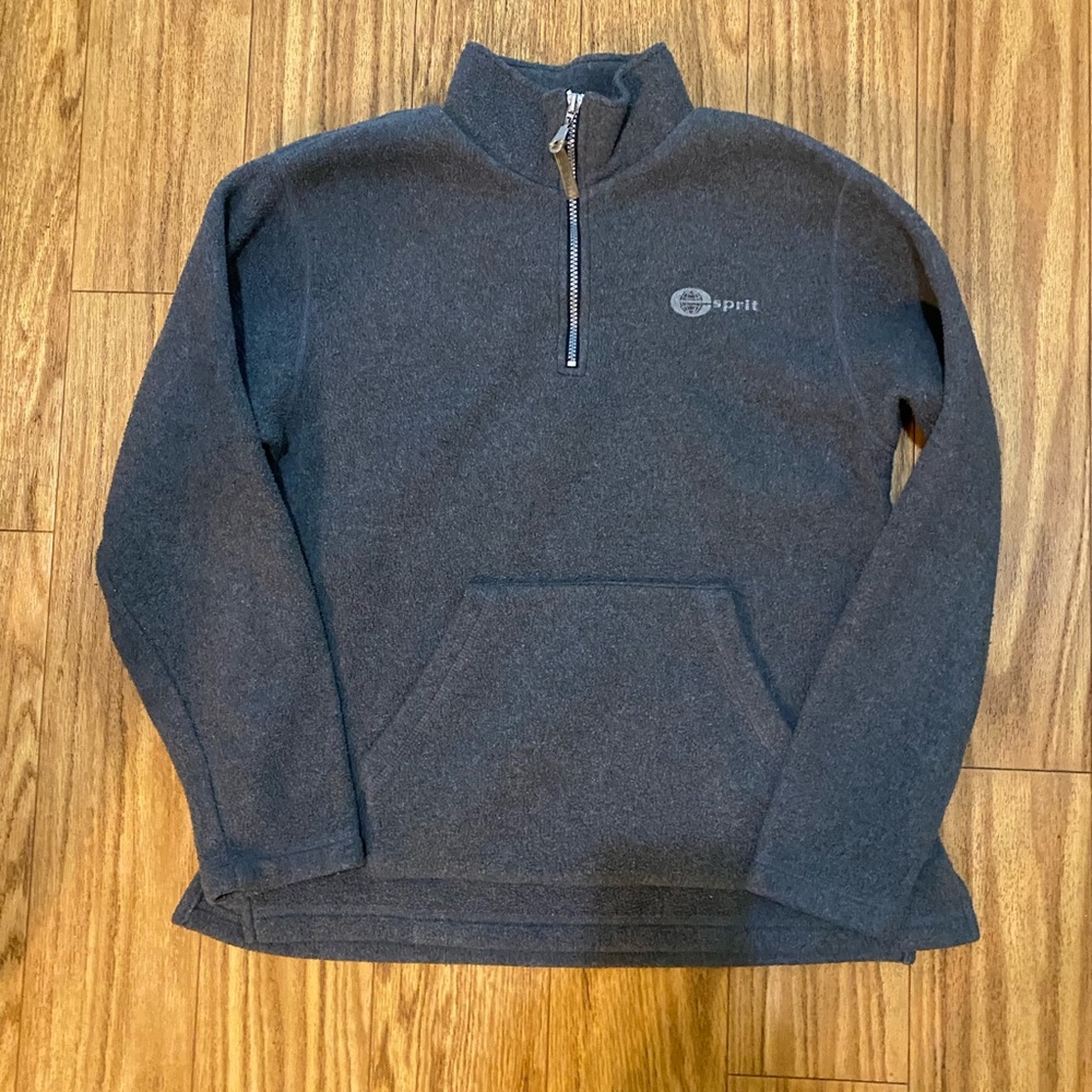 Sprit Half Zip Pullover Kangaroo Front Pocket Jacket Sweatshirt Gray Medium